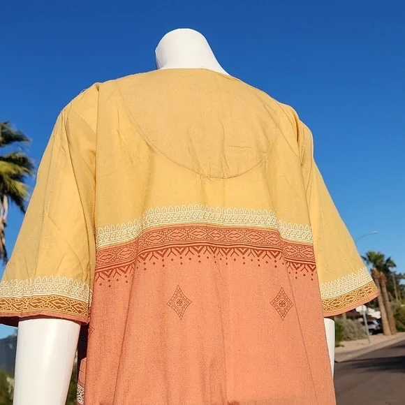 EGYPT Kaftan Maxi Dress XL Nightgown Batik Embroidered Egyptian Loungewear - Picture 7 of 15